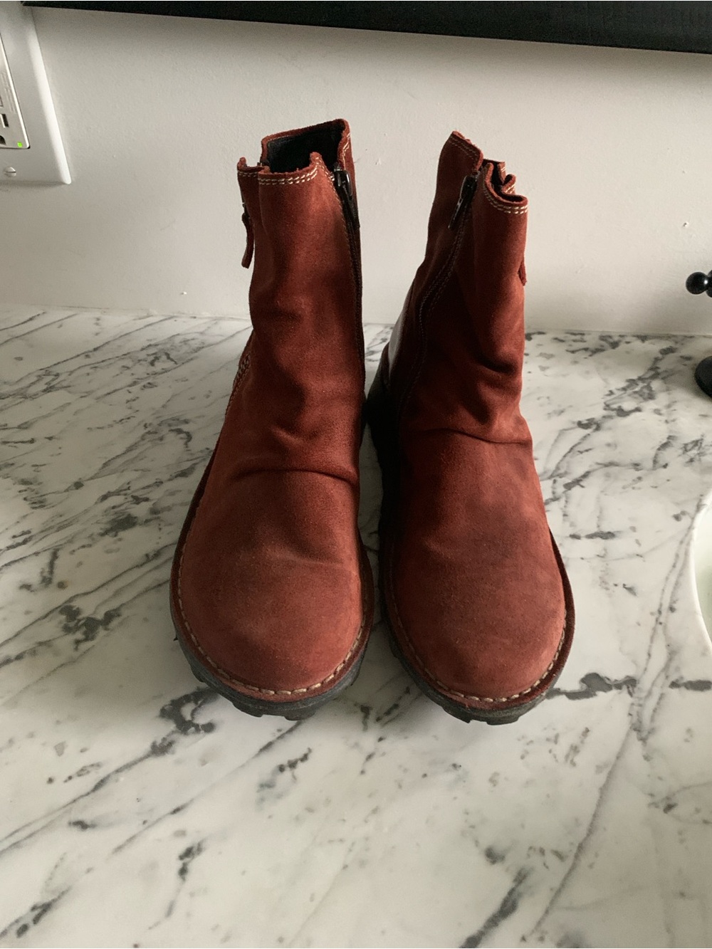 Fly London Women’s Suede Ankle Boots — Rust